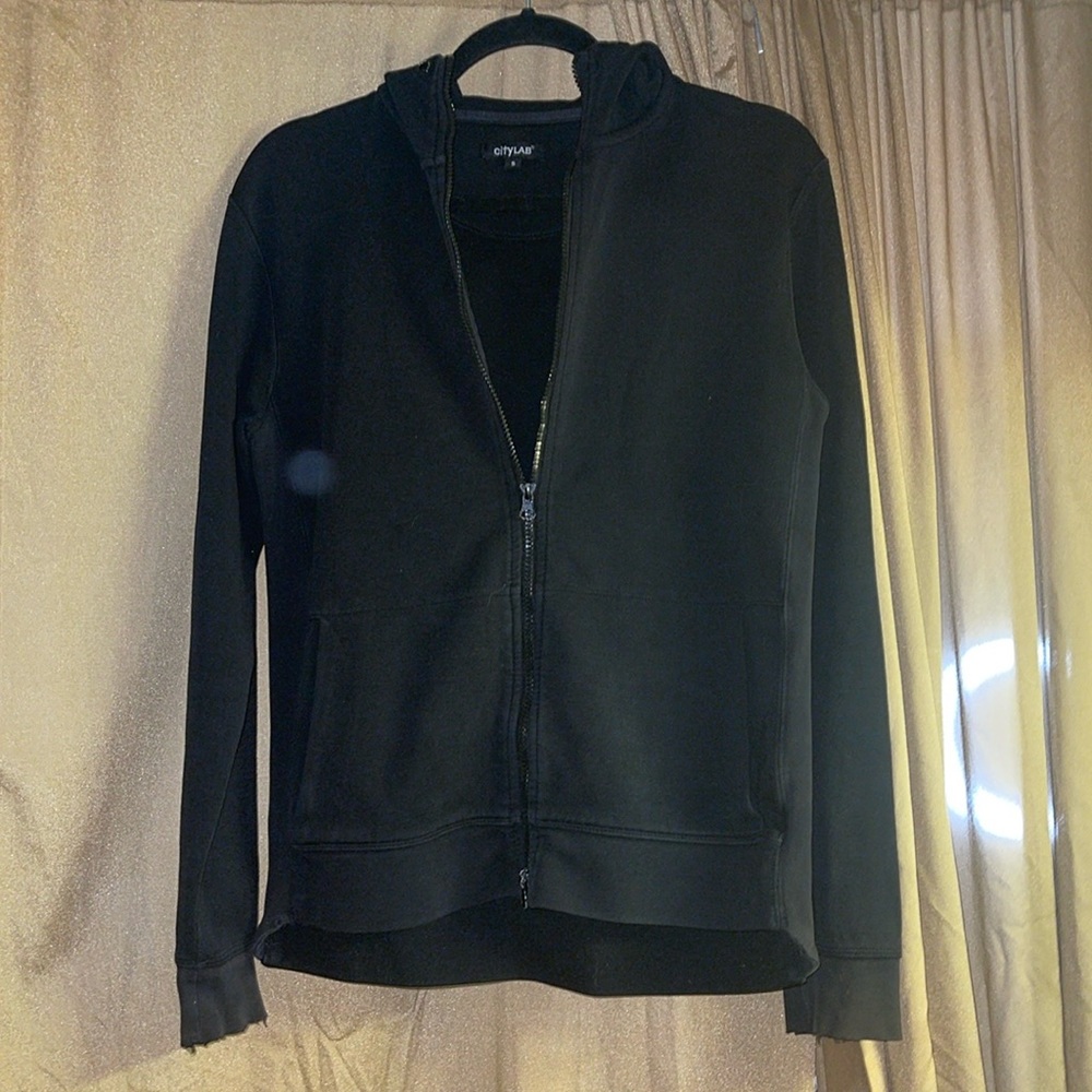 City Lab Men’s S Black Heavy Blend Colton Fleece Fabric Zip Up Full Fit Loose